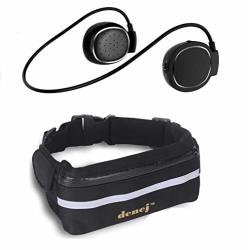 Denej Fanny Pack Phone Holder With MINI On Ear Bluetooth Headphones- Swipe Pad Behind The Head Wireless Headset And Waist Pack - Neck Bluetooth
