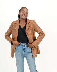 Women's Victoria Long Coat Leather Jacket Waxed Brown - - M