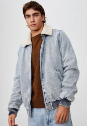 Cotton On Sherpa Collar Bomber Jacket - Beckley Blue
