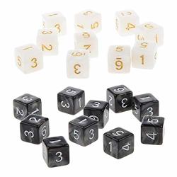 Shangup 20 Pieces Six Sided Dice Digital Square Corner Dice D6 Dice Set Suit For D&d Rpg Club Pub Party Board Game Accessories Black+white