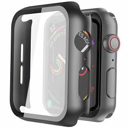 Misxi 2 Pack Hard PC Case With Tempered Glass Screen Protector Compatible With Apple Watch Series 6 Se Series 5 Series 4 44MM Black