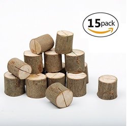 Celezar 100% Natural - Wedding Place Wooden Card Holders Table Number Stands For Home Party Decorations Price Card Holder For Business - 15PCS