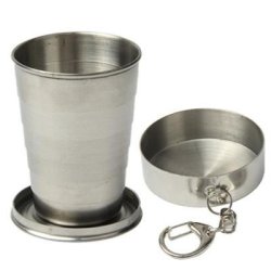 Expandable Portable Telescopic Collapsible Stainless Steel Travel Cup Grey