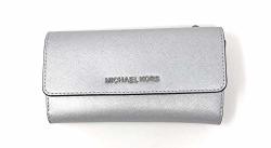 Michael Kors Jet Set Travel Large Trifold Leather Wallet Silver