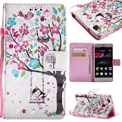 Huawei Y3 2017 Case Xyx 3D Design Kickstand Card Slots Wrist Strap Pu Leather Wallet Phone Case For Huawei Y3 2017 Swinging Girl