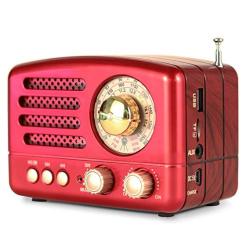 M-160BT Retro Bluetooth Speaker Portable Am fm shortwave Rechargeable Radio Supports Tf Card aux usb MP3 Player By Prunus Red