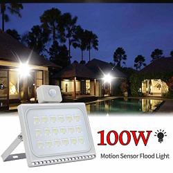 Younar 100W Outdoor LED Motion Sensor Light 8000LM 6000-6500K Daylight White IP65 Waterproof Outdoor Security Lights Flood Light LED Spotlight For Lawn Playground Yard