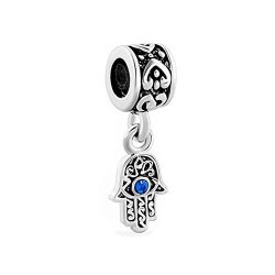 Pand Ra Charms Lovelyjewelry Lucky Charm Sapphire Blue Rhinestone Evil Eye Islamic Hamsa Hand Of Fatima Bead S Bracelet