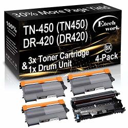 4-PACK 3X Toner + 1X Drum Unit Compatible TN450 Toner Cartridge TN-450 And DR420 Drum Unit DR-420 Used For Brother HL-2270DW MFC-7460DN 7860DW DCP-7060D