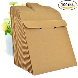 100 Pack Kraft Paper Cd Sleeves Ishua Retro DVD Envelopes 5