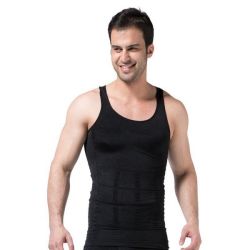 Men Compression Slimming Body Shaper Vest - Black