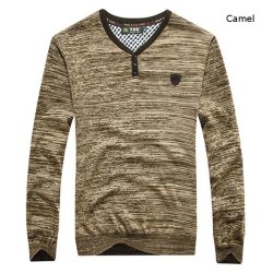 Autunm Winter Warm V-neck Long Sleeve Pullovers Mens Casual Knitted Sweater