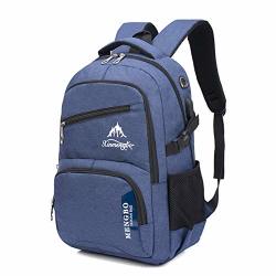 Hongsheng Backpack USB Charging Student Bag Leisure Travel Large Capacity Computer Bag Blue