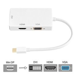 Golvery MINI Displayport To HDMI Dvi Vga Cable Adapter Thunderbolt Port Compatible 3 In 1 Gold Planted MINI Dp To HDMI Dvi Vga Hdtv