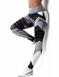 Seasum Women 3D Printed Leggings Sports Gym Yoga Capri Workout High Waist Running Pants Causual Fitness Tights Dry Fit L