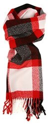 Love Lakeside-women's Cashmere Feel Winter Plaid Scarf Red White & Black