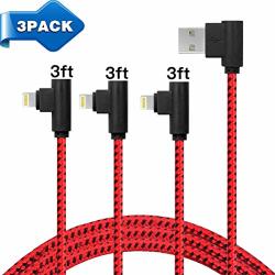 3PACK 3 3 3FT Right Angle 90 Degree Lightning To USB Cable- Apple Mfi Certified Nylon Braided Fast Charging Compatible With Iphone XS MAX XS XR 7 7PLUS X 8 8PLUS 6S 6S Plus se