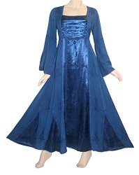Dr 003 Agan Traders Rayon Renaissance Dress Gown M Blue Navy - 2