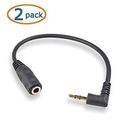 Warmstor 2 Pack Gold Plated 2.5MM Male To 3.5MM Female Stereo Audio Jack Adapter Cable 90 Degree Right Angle Connector