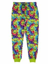 Mad Engine Mens Tie Dyed Aliens Jogger Style Sleep Pants Lounge Pants Pajama Bottoms S Green