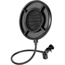 P1 Proof Pop Filter Colour Black - Protects Against Pops And Plosives Curved Shield Design Steel And Nylon Construction Easy-to-use Clamp Retail Box