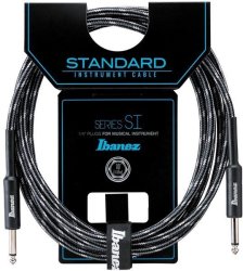 Ibanez Si Series 6M Woven Instrument Cable Charcoal And Grey