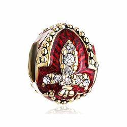 Shinyjewelry Red Cross Fleur De Lis Faberge Egg Beads And Charms For Bracelets And Necklaces