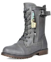 DREAM PAIRS Women's Mission Mid Calf Boot Grey 8 M Us