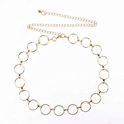 Pomeat Metal Chain Belt Circle Round O Ring Chain Belt Waist Belt For Womens - Gold