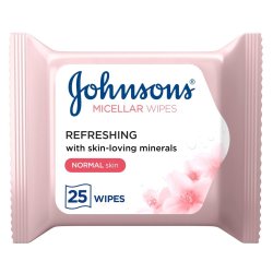Johnsons Cleansing Face Micellar Wipes Refreshing Normal Skin Pack Of 25 Wipes