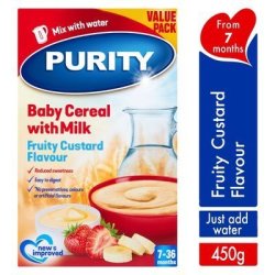 Purity Baby Cereal With Milk Fruity Custard 450G FROM7 Months