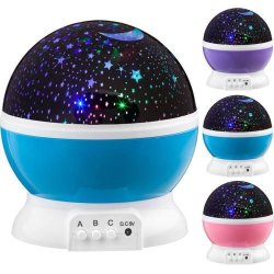 LED Rotating Projector Starry Night Light Moon Star Sky Cosmos Kids Room Lamp
