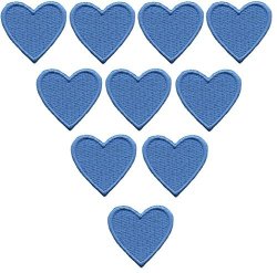 A-117 10 Blue Iron On Hearts Patches Embroidered Iron On Pathes 1.26 X 1.18 Inches 3.2 X 3 Cm