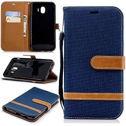 Aiceda Samsung Galaxy J4 2018 Eurasian Version Flip Cover Case Excellent Card Slot Stand Feature Leather Wallet Case Vintage Book Style Magnetic Protective Cover