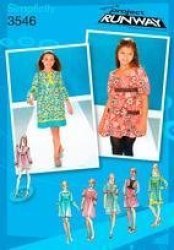 Simplicity Pattern 3546 Project Runway Girls' Plus Tops Or MINI Dress Size Aa 8-16