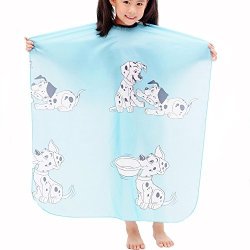 Colorfulife Child Hair Cutting Waterproof Cape Wai Cloth Barber Kids Hair Styling Cape Professional Home Salon Camps & Hairdressing Wrap Children Cartoon Dalmatian Pattern Capes Blue