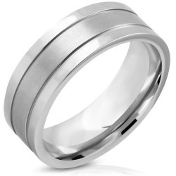 8MM Stainless Steel Matte & Polish Finished Comfort Fit Ring - RTH403 Size Usa 10 Sa T