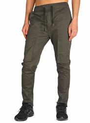 The Awoken Mens Chino Cargo Elastic Waistband Breathable Pants Chocolate S