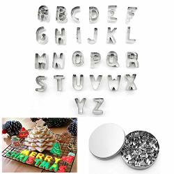 Stylez 26 Pcs A-z Set Alphabet Shape Cookie Cutters 26PCS Letters Stainless Steel Pastry Cutters For Cookies Fondant Biscuit And Cake Come With Round Storage Tin