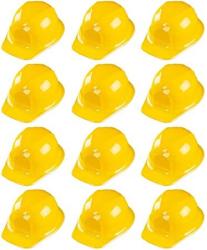 12 Pack Yellow Construction Hard Hat Plastic Birthday Party Supplies Worker Caps Set Halloween Costume Toy