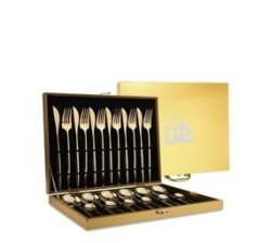 Lma 24 Piece Cutlery Set &storge Case - Polished Gold Finish