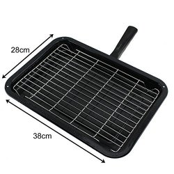 SPARES2GO Small Grill Pan Rack & Detachable Handle For Hygena Oven Cookers