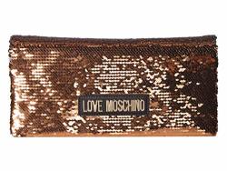 Love Moschino Women's Glitter Clutch W strap Oro One Size