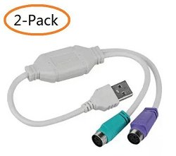 A-smile@ USB To PS2 Adapter PS2 To USB Adapter PS2 Female To USB Male Converter Adapter Cable For Keyboard And Mouse White 2-PACK