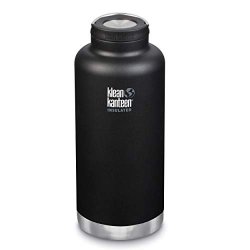 Klean Kanteen Tkwide Stainless Steel Double Wall Insulated Water Bottle With Insulated Wide Loop Cap 64-OUNCE Shale Black