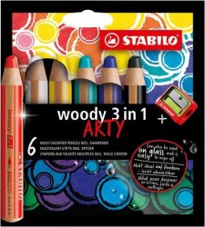 Arty Woody 3 In 1 Assorted Pencils Box 6'S