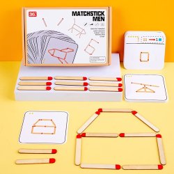 Montessori Matches Puzzles Game Wooden Toys Diy Math Geometry Board Game Logic Thinking Match Training Educational Toys For Kids Halloween Christmas Gift Thanksgiving Day Gift