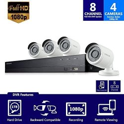 Samsung Wisenet SDH-B74041 8 Channel 1080P Full HD Dvr Video Security Camera System 4 Outdoor Bnc Bullet Camera SDC-9443BC With 1TB Hard Drive