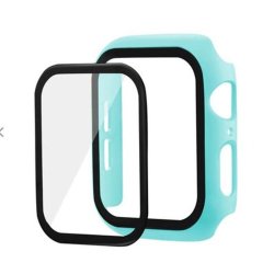 Apple Watch Bumper Case With Tempered Glass Screen Protector Aqua 42MM
