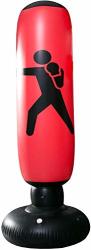 August Mond Adult Standing Boxing Punching Bag Inflatable Stand Kick Martial Free Standing Punching Bag Boxing Cardio Kickboxing Fitness Training Red